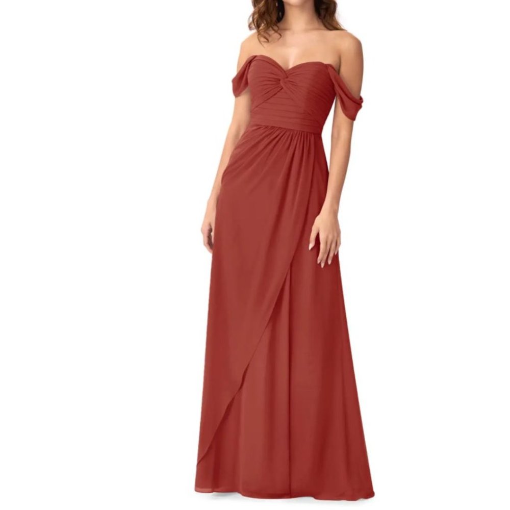 AZAZIE MILLIE A-Line Sweetheart Neckline Chiffon Floor-Length Dress Terracotta